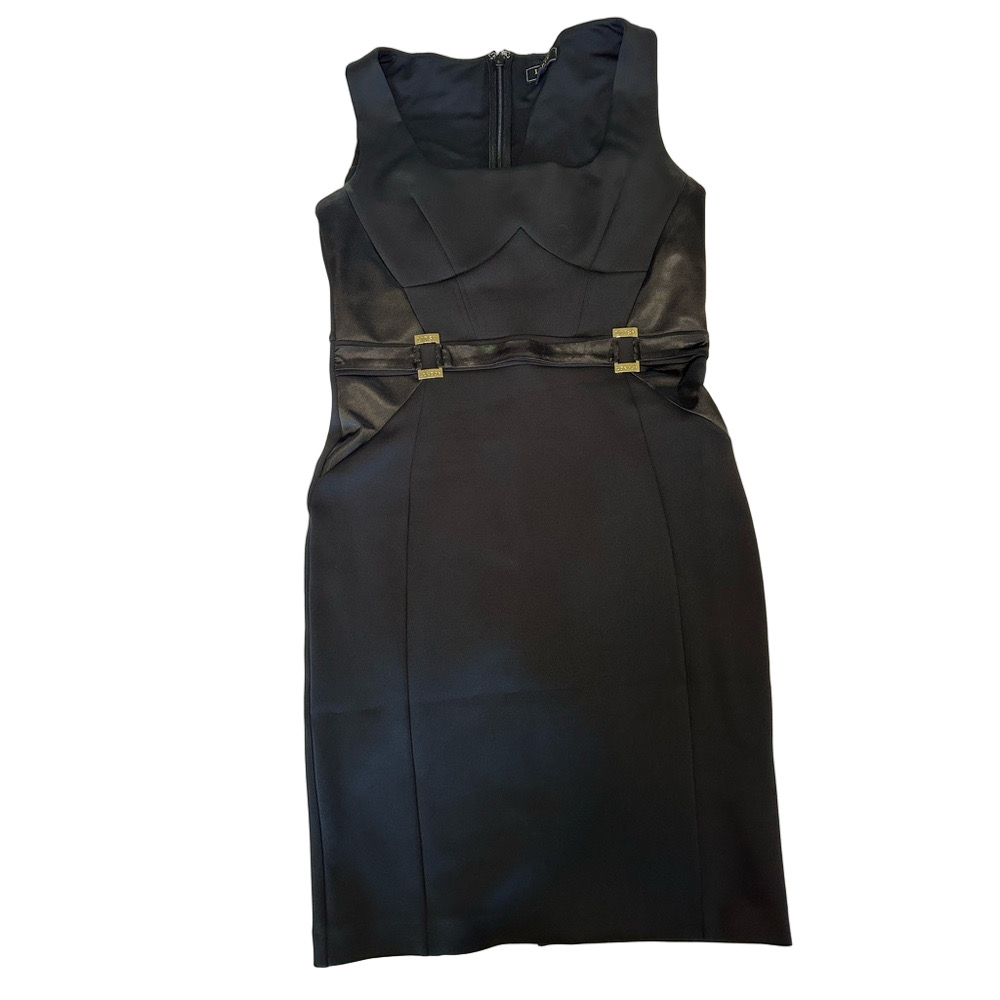 Lipsy London Black Tailored Sheath Dress Gold Hardware US 12 - Picture 6 of 7